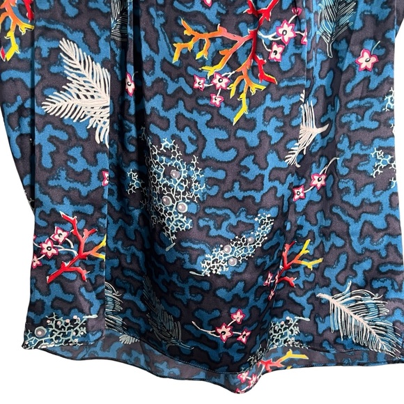 Twinkle By Wenlan Coral reefs Mixed Print Silk Top Size 0 - Picture 5 of 12
